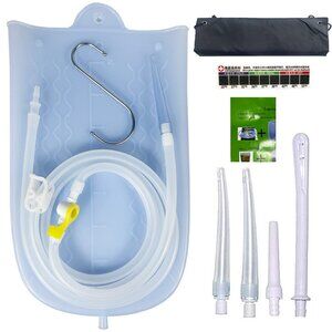 New GNEGKLEAN Silicone Enema Bag Kit with 6.3ft Hose, 5 Enema Tips
